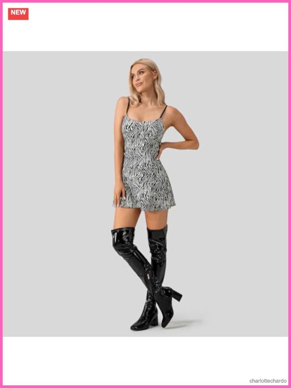 Patent Leather PU Chunky Heel Over the Knee Boots Square Toe Side Zipper Gogo - Picture 5 of 6